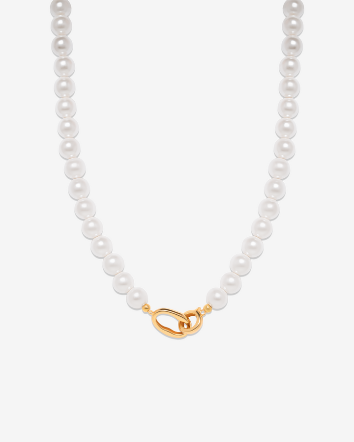 Classic Pearl Hoop-Link Necklace