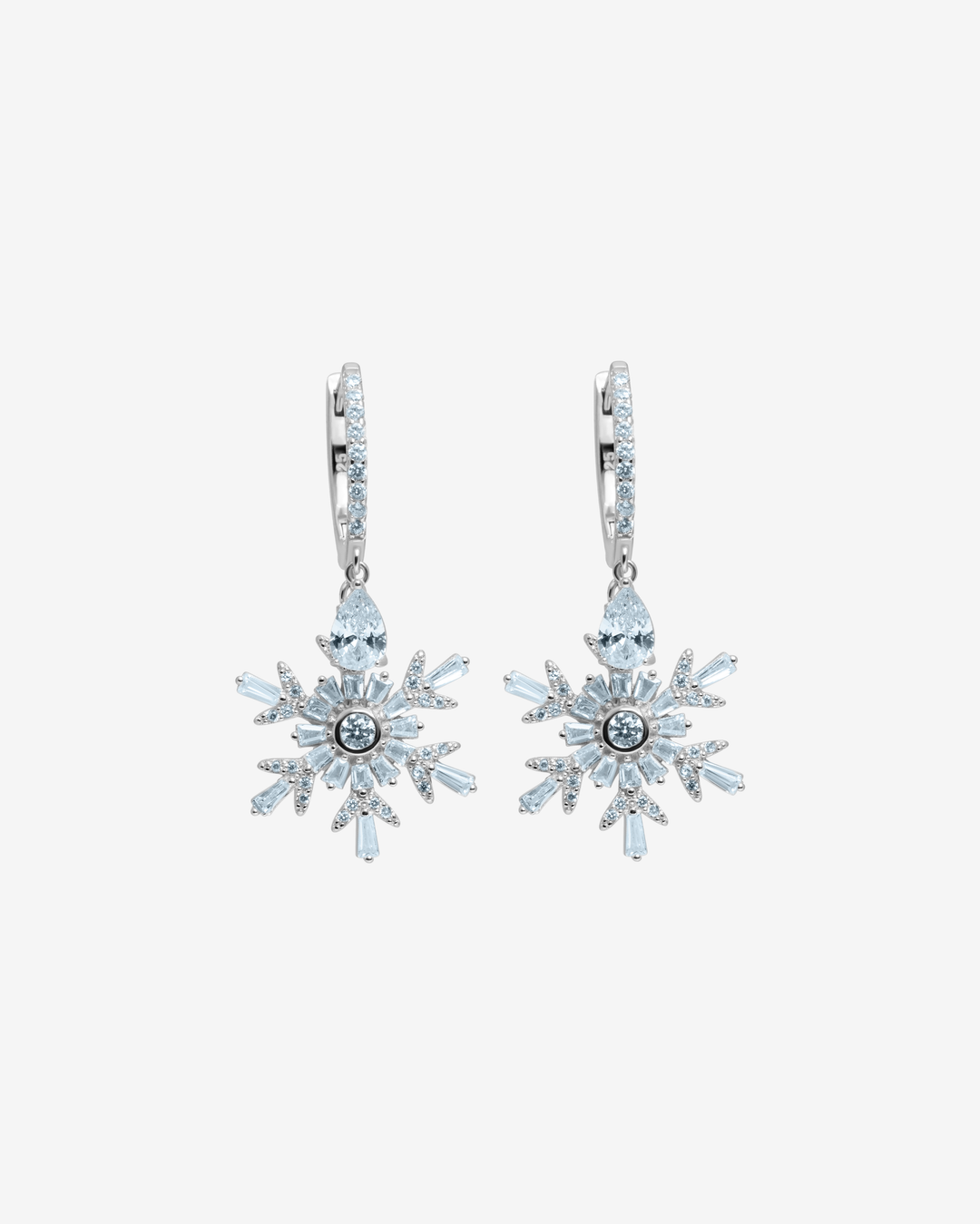 Frosted Snowflake Clip Earrings