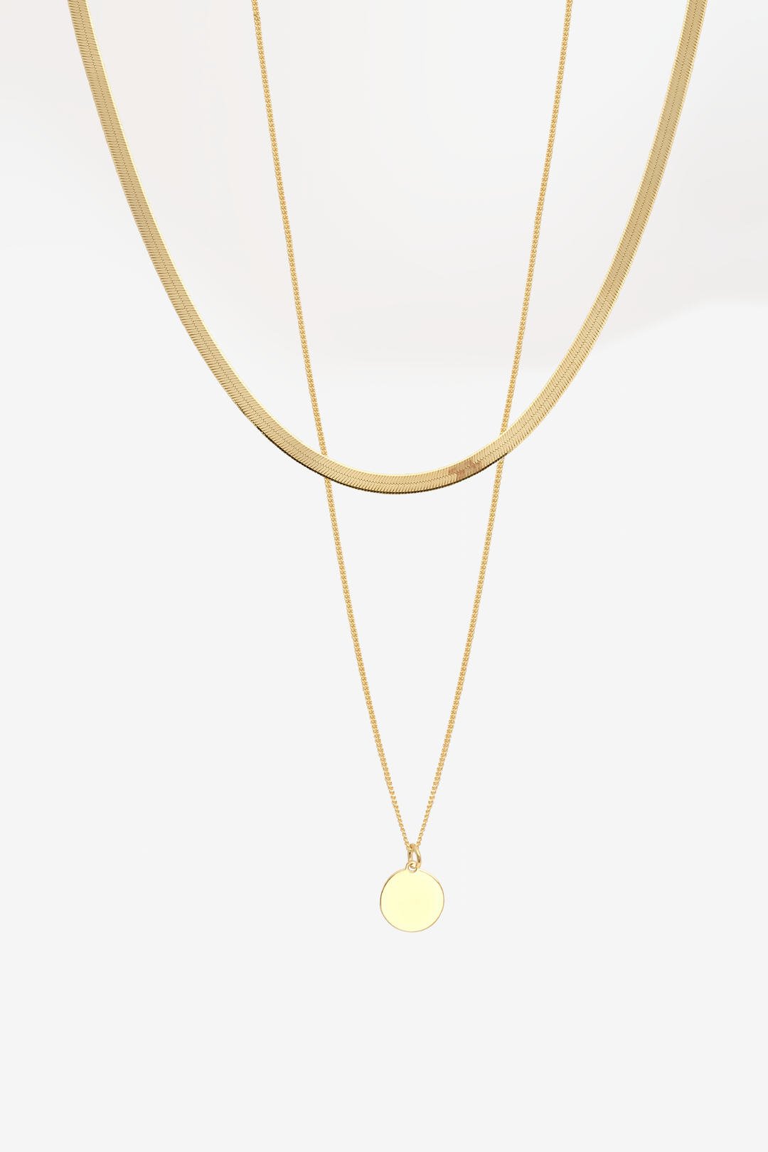 Snake Skin & Medallion Twin 18k Gold Necklace