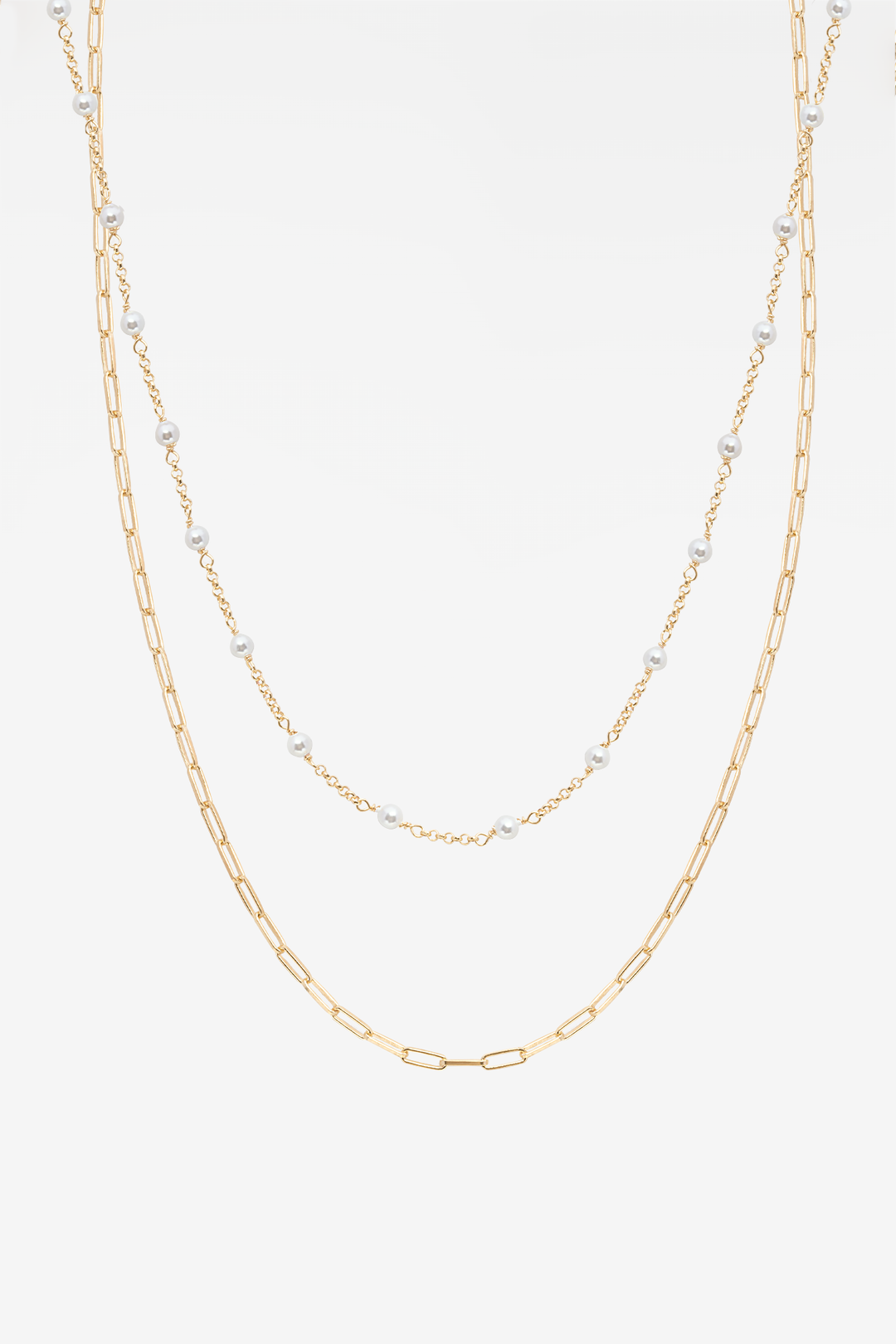 Shackles & Baby Pearls Twin 18k Gold Plated Necklace