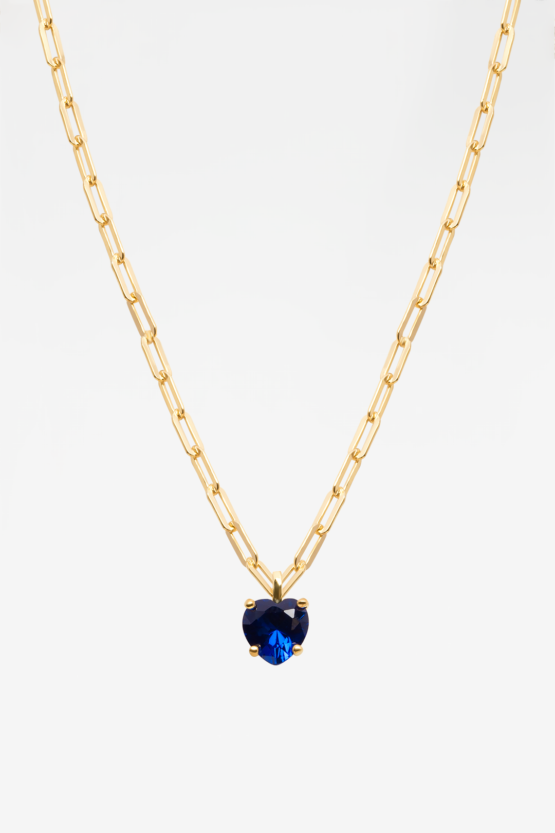 Blue Heart Gem Shackles 18K Gold Plated Necklace