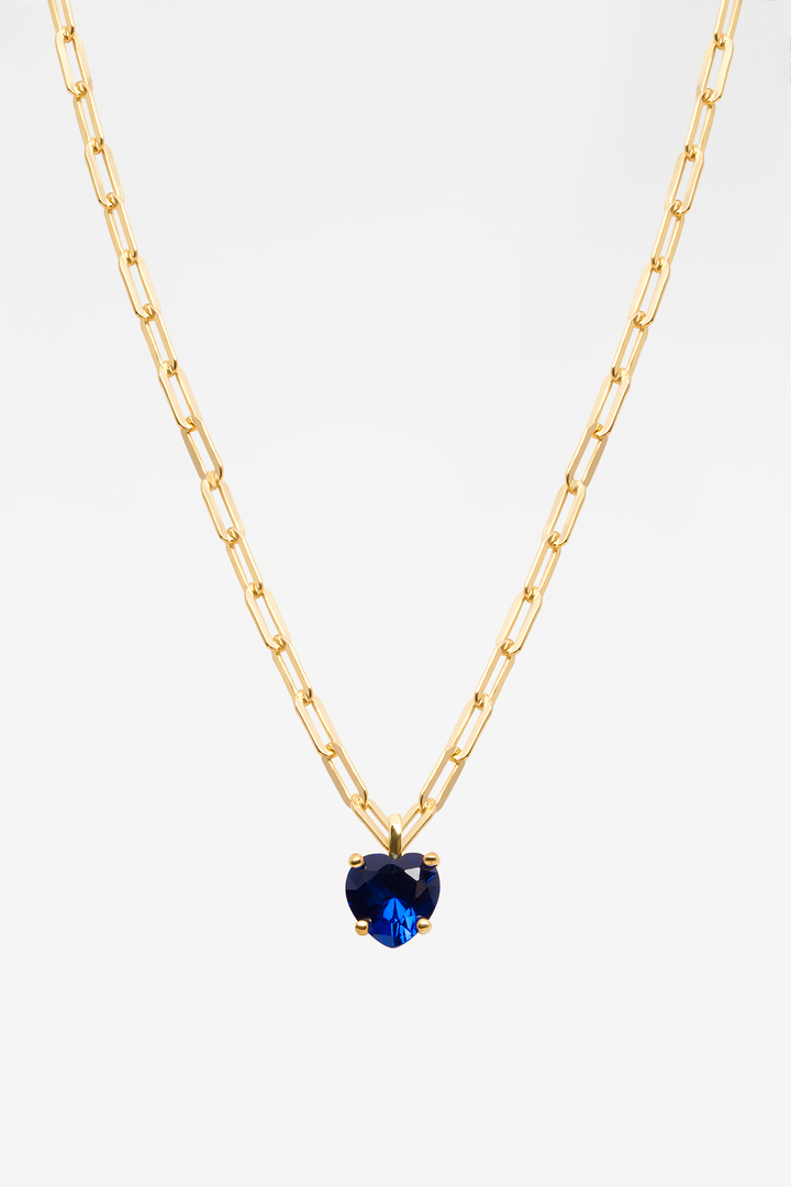Blue Heart Gem Shackles 18K Gold Plated Necklace