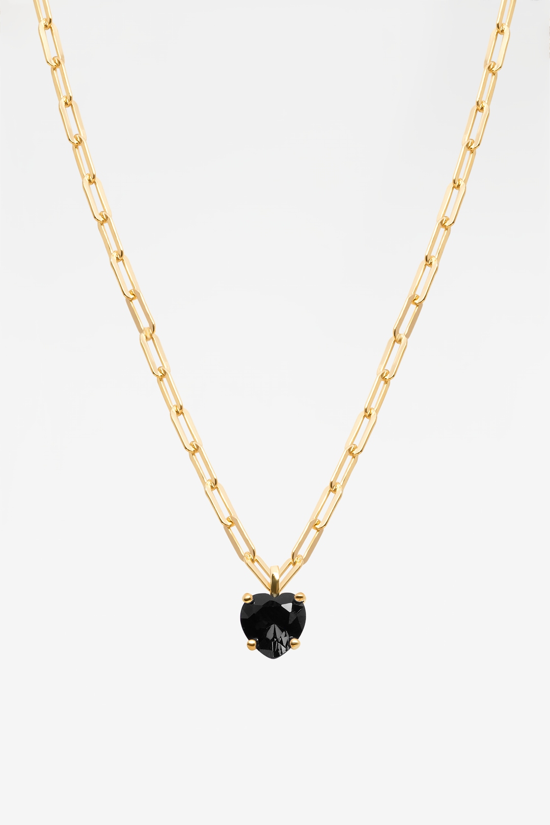Heart Onyx Gem Shackles 18K Gold Plated Necklace
