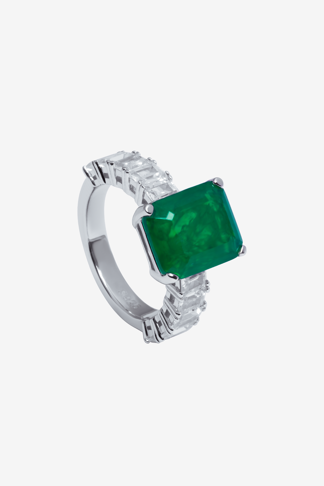 Baguette Cut Green Gem Ring