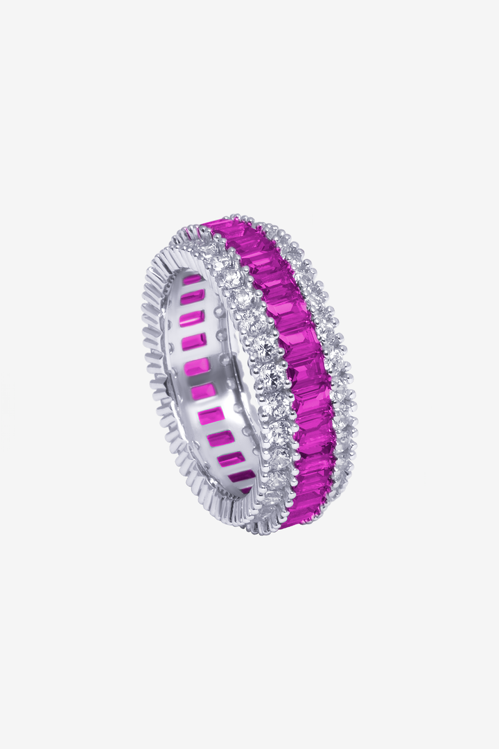 Magenta Baguette Bling Ring