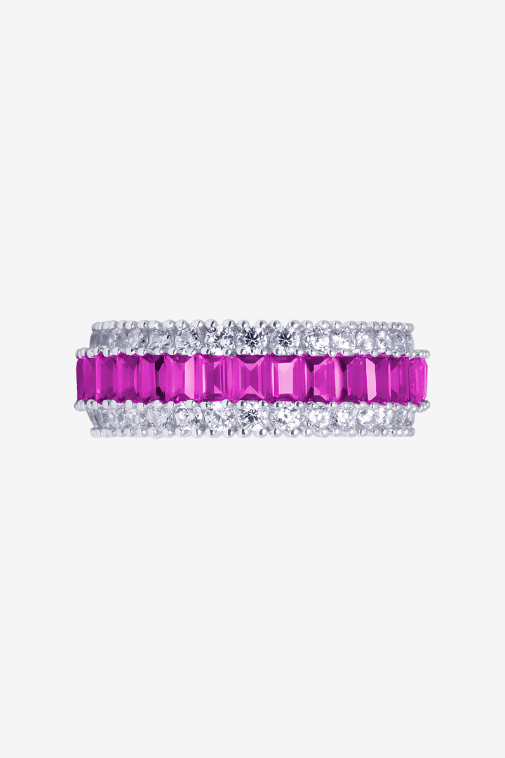 Magenta Baguette Bling Ring