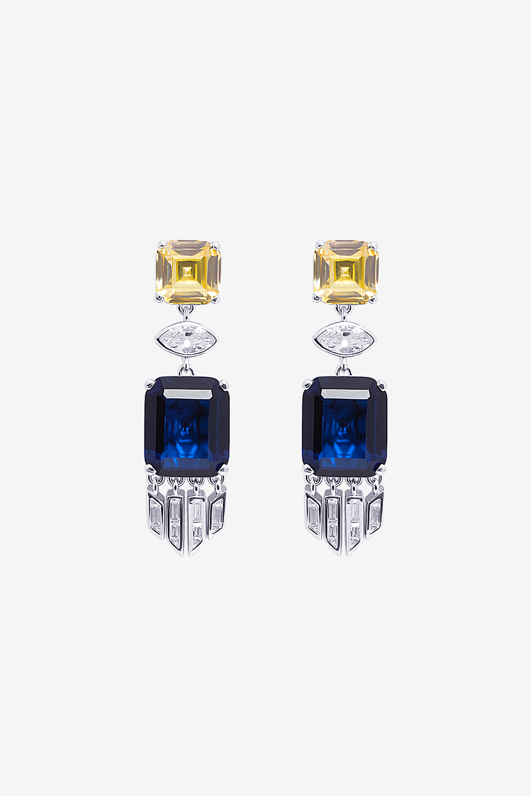 Modern Royal Sapphire Blue Gem Earrings