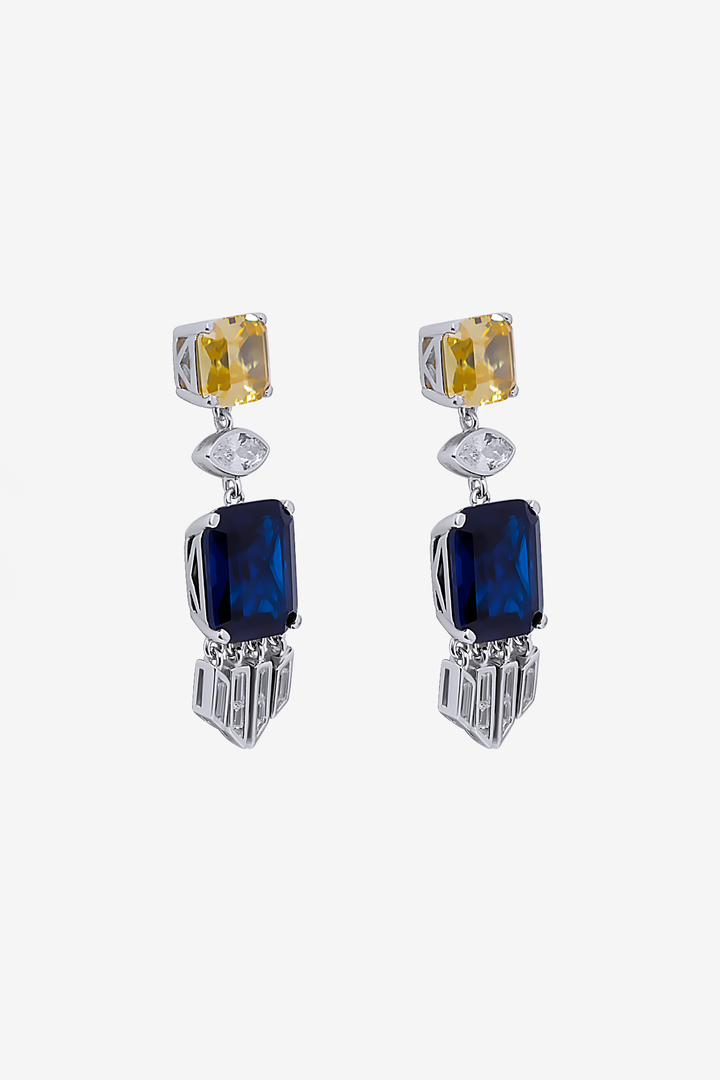 Modern Royal Sapphire Blue Gem Earrings
