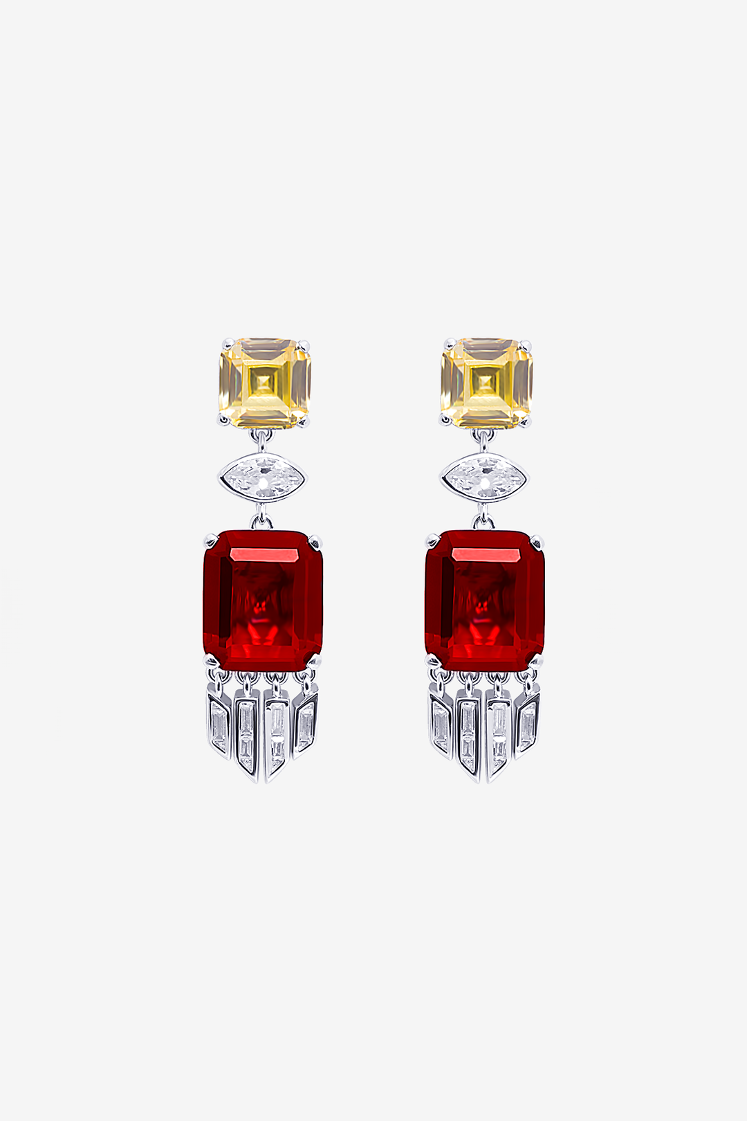 Modern Royal Ruby Red Gem Earrings
