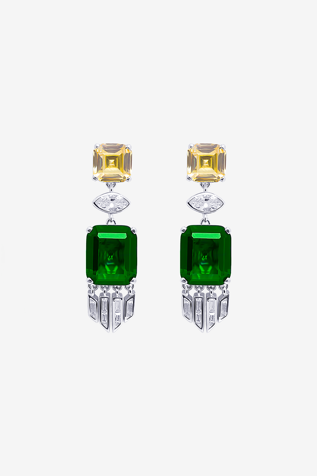 Modern Royal Emerald Green Gem Earrings