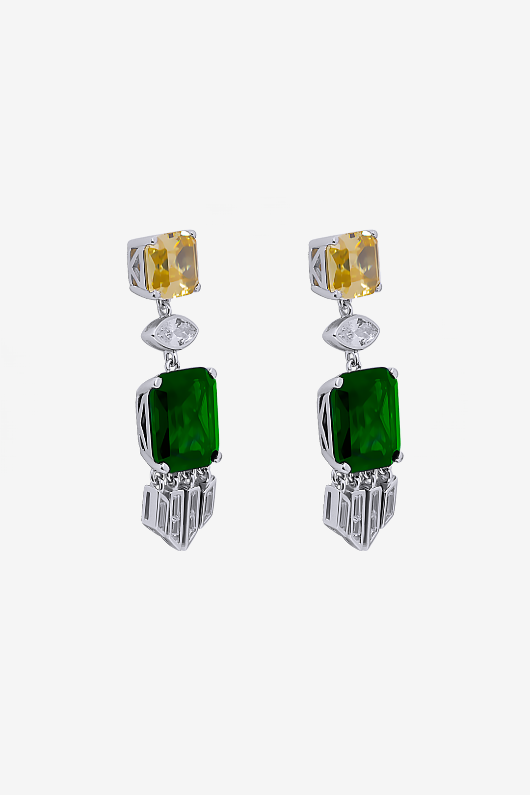 Modern Royal Emerald Green Gem Earrings