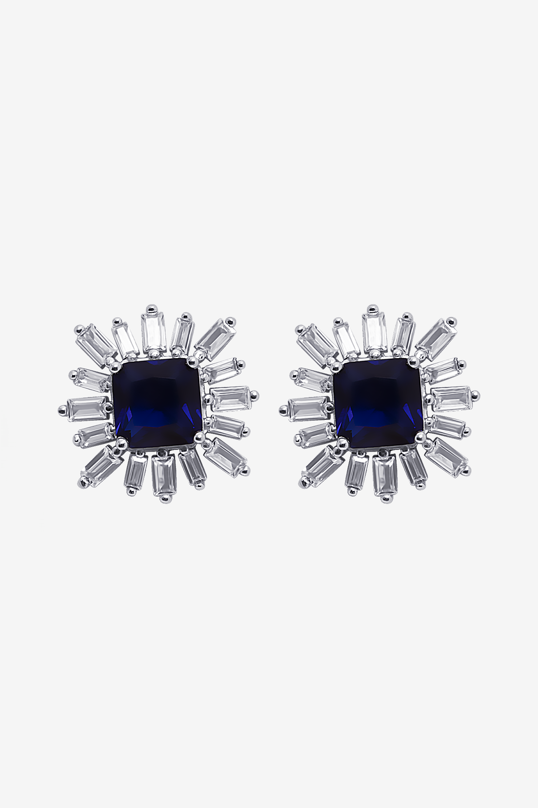 Frozen Sapphire Blue Flower Earrings