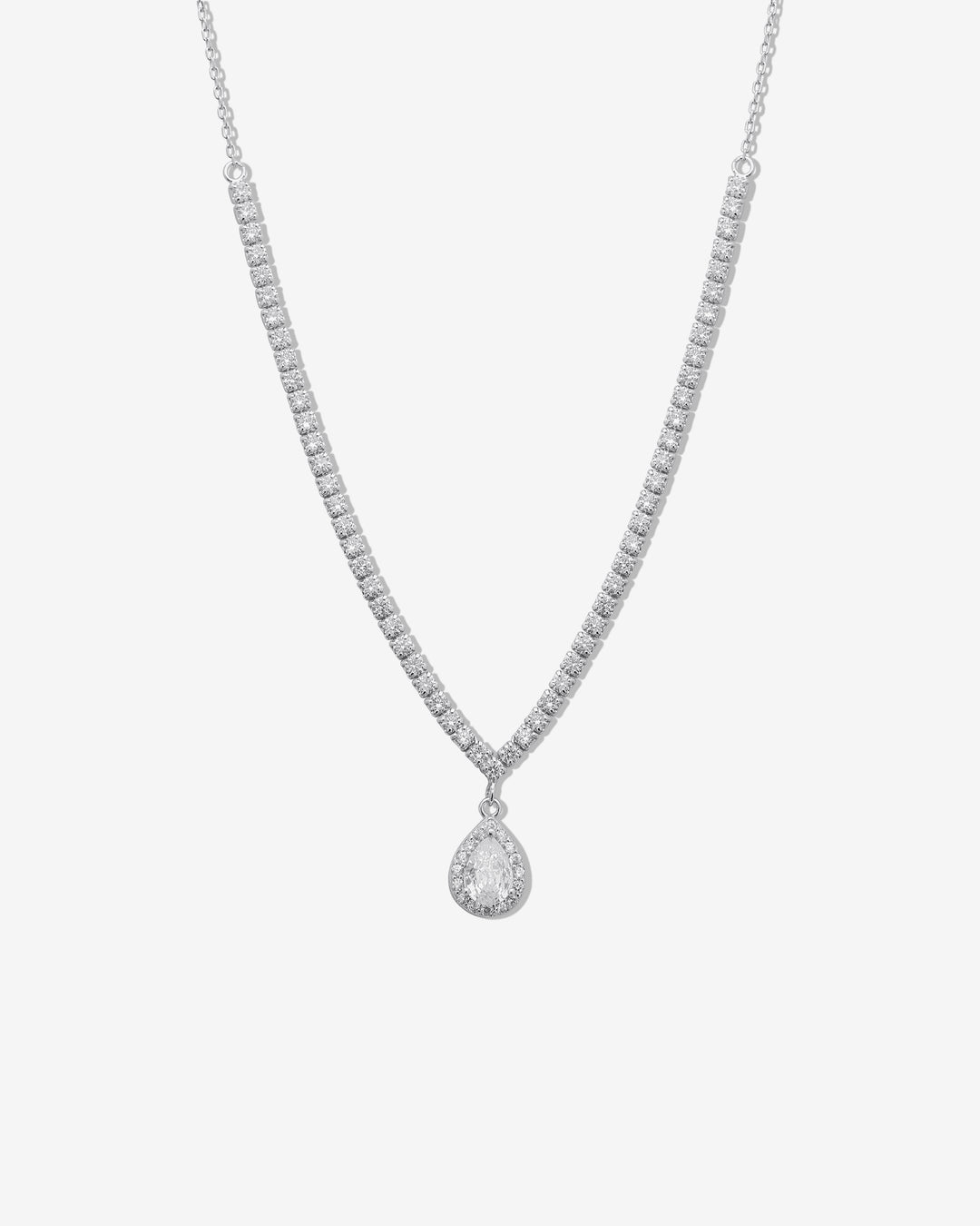 Tear Drop Charm Tennis Necklace