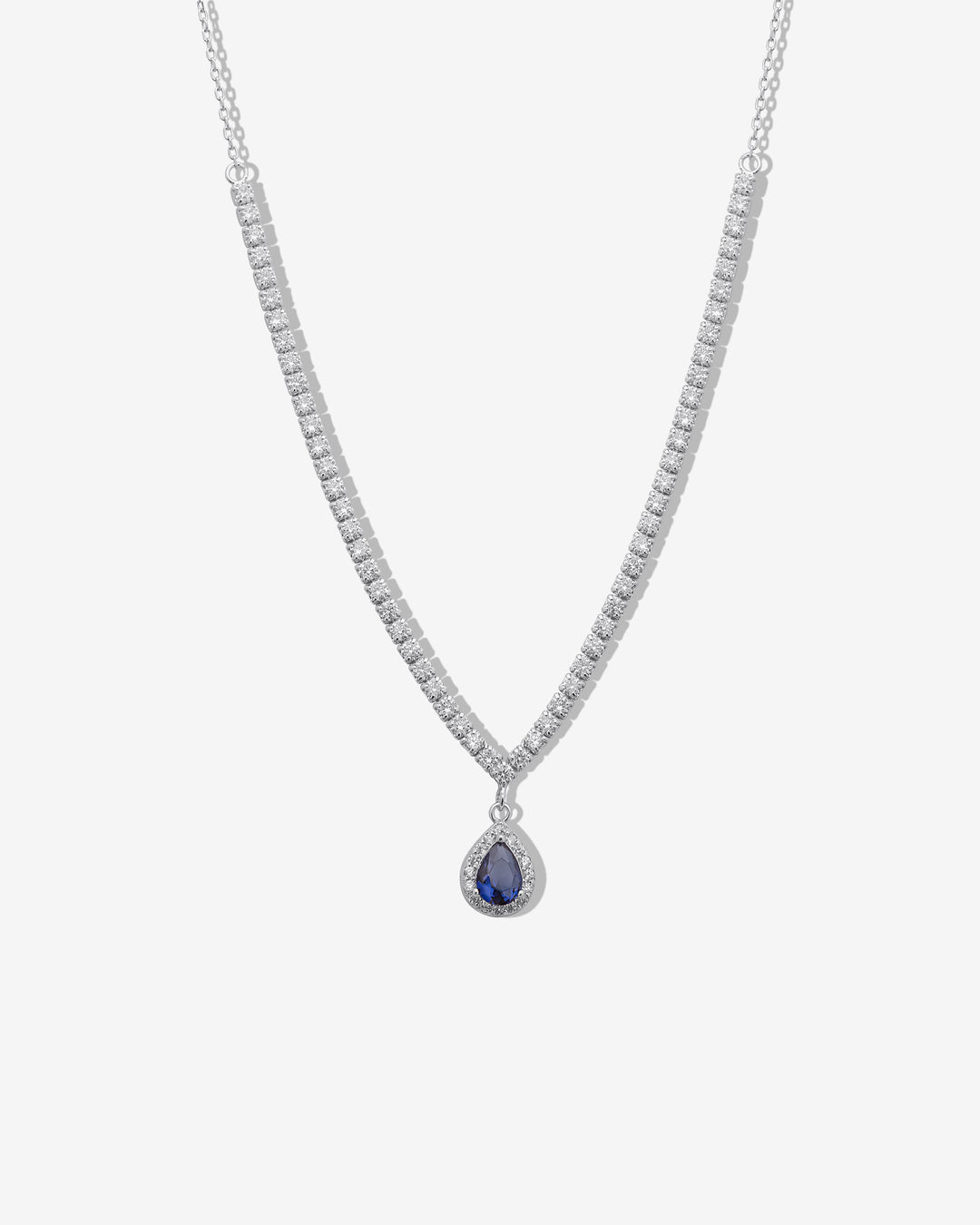Tear Drop Charm Tennis Necklace