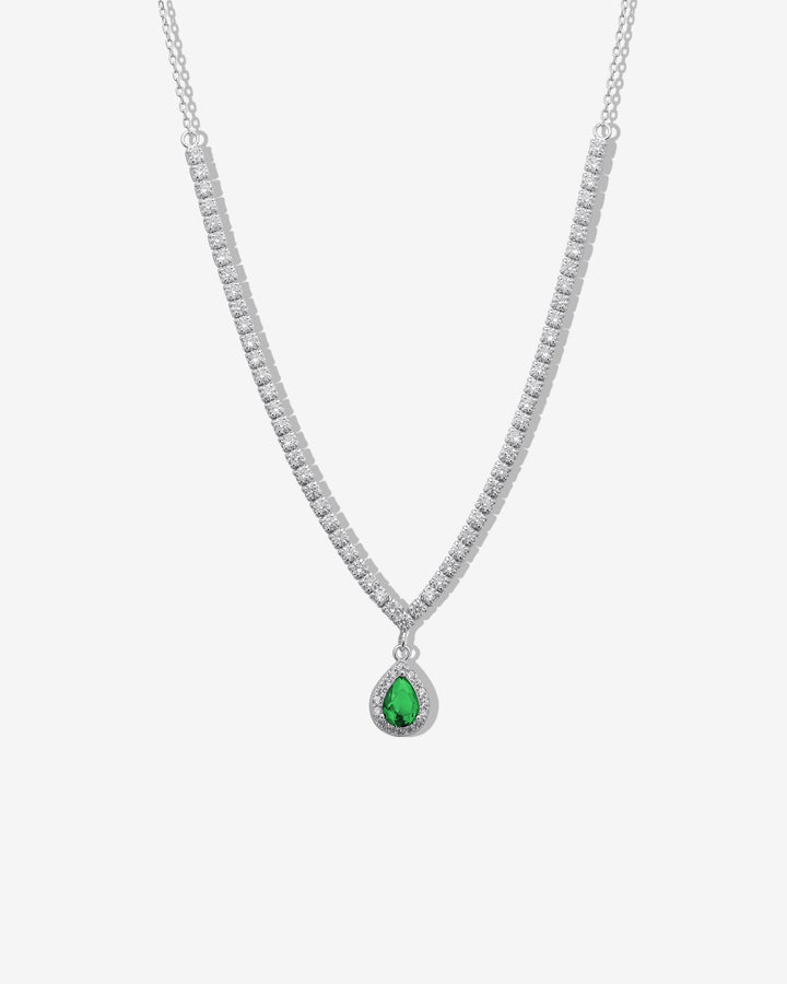 Tear Drop Charm Tennis Necklace