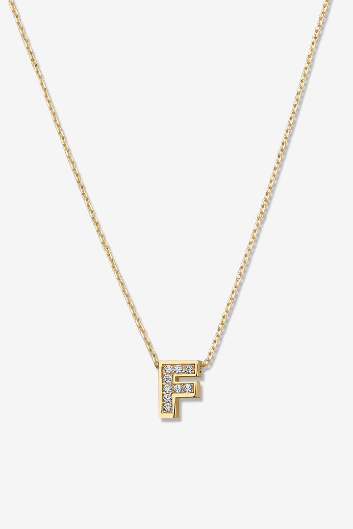 'F' Dazzle Alphabet Letter Estel 14k Necklace