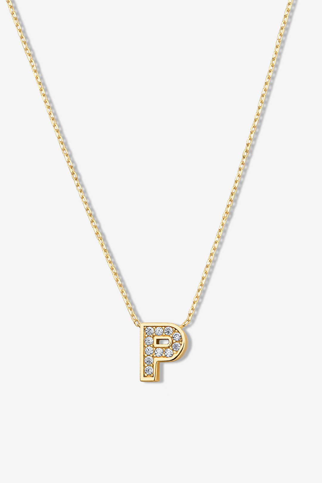 'P' Dazzle Alphabet Letter Estel 14k Necklace