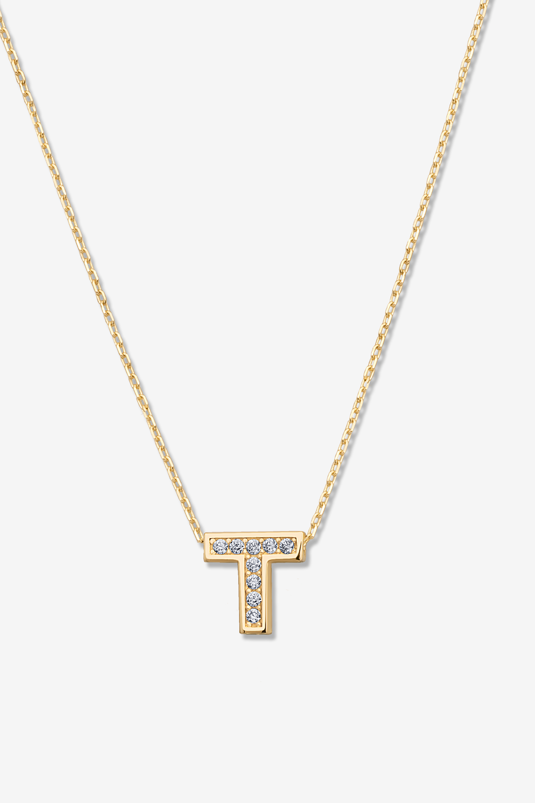 'T' Dazzle Alphabet Letter Estel 14k Necklace