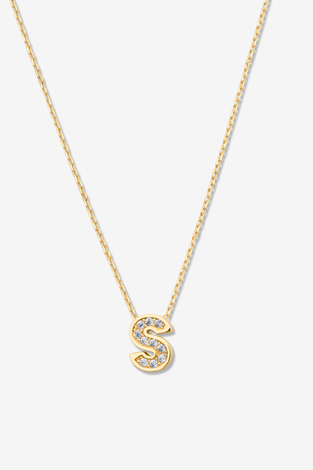 'S' Dazzle Alphabet Letter Estel 14k Necklace