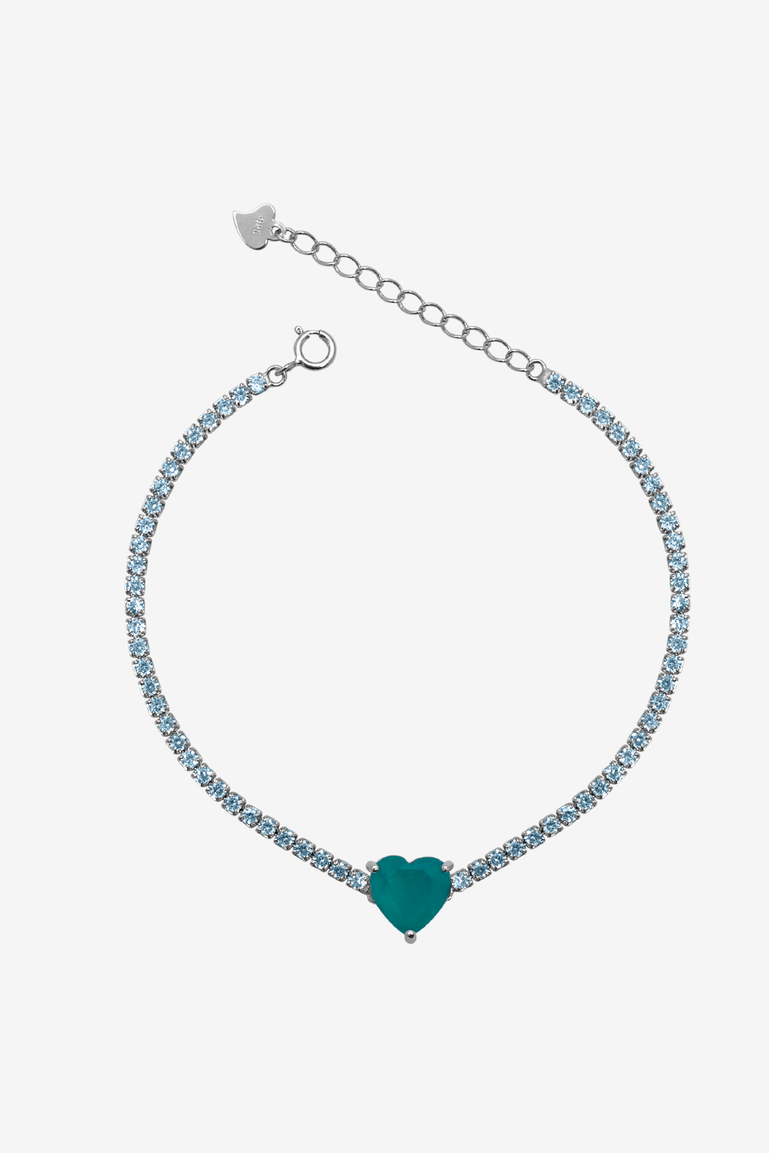 Green Heart Tennis Bracelet