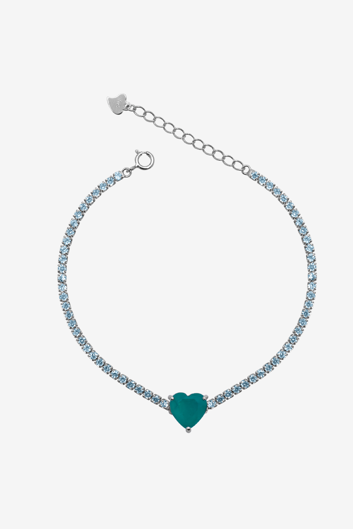 Green Heart Tennis Bracelet
