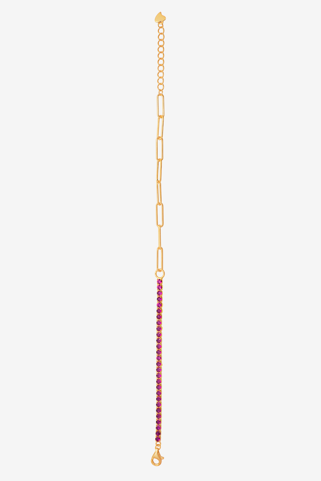 Ruby Red Tennis Shackles Bracelet - 18K Plated