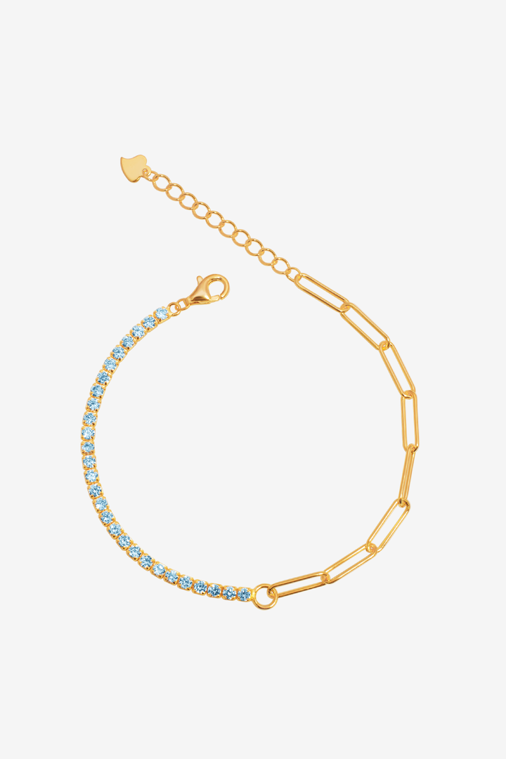 White Zirconia Tennis Shackles Bracelet - 18K Plated