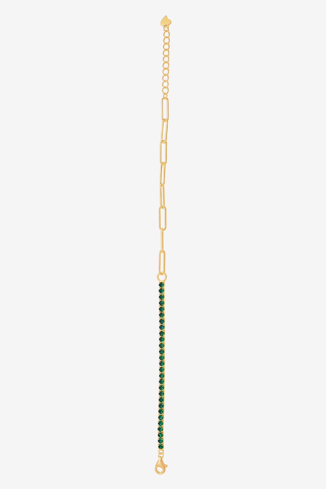 Emerald Green Tennis Shackles Bracelet -18K Plated