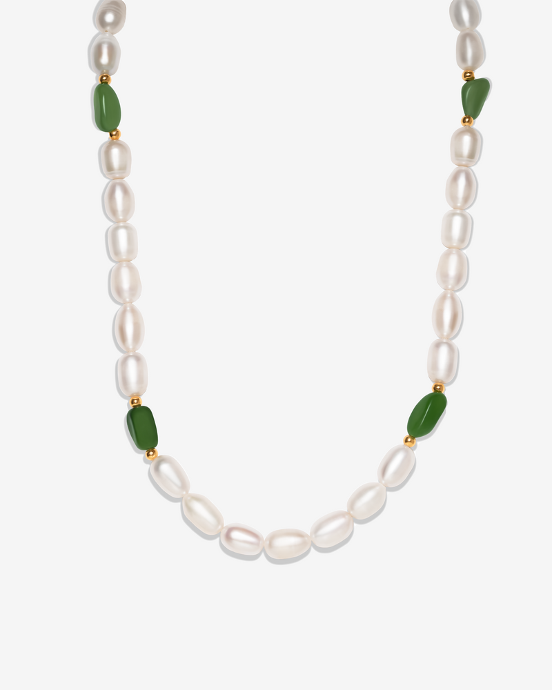 Natural Pearl & Jade-Stone Treasure Necklace