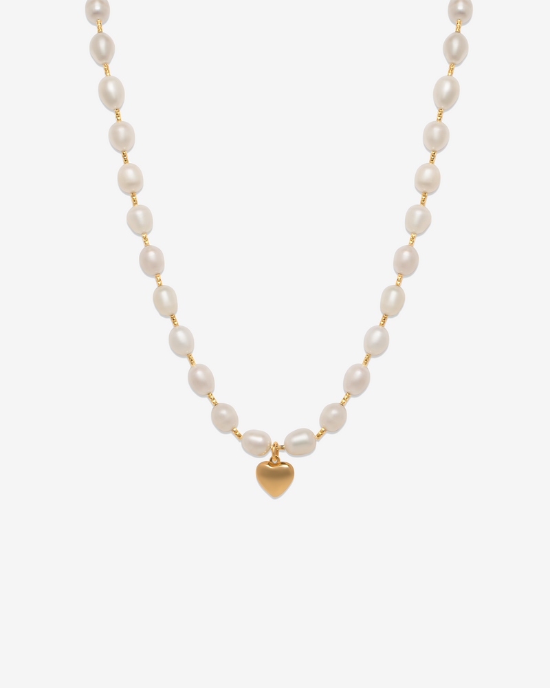 Heart Shaped Round Pearl Necklace
