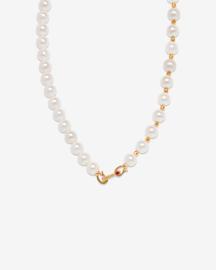 Clip Half-Round Pearl Necklace