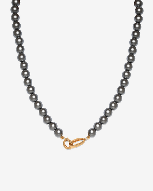 Classic Black Pearl Hoop-Link Necklace