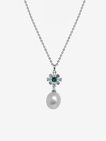 Royal Flower Pearl Drop Necklace