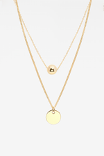 Medallion & Ball Twin 18K Gold Plated Necklace