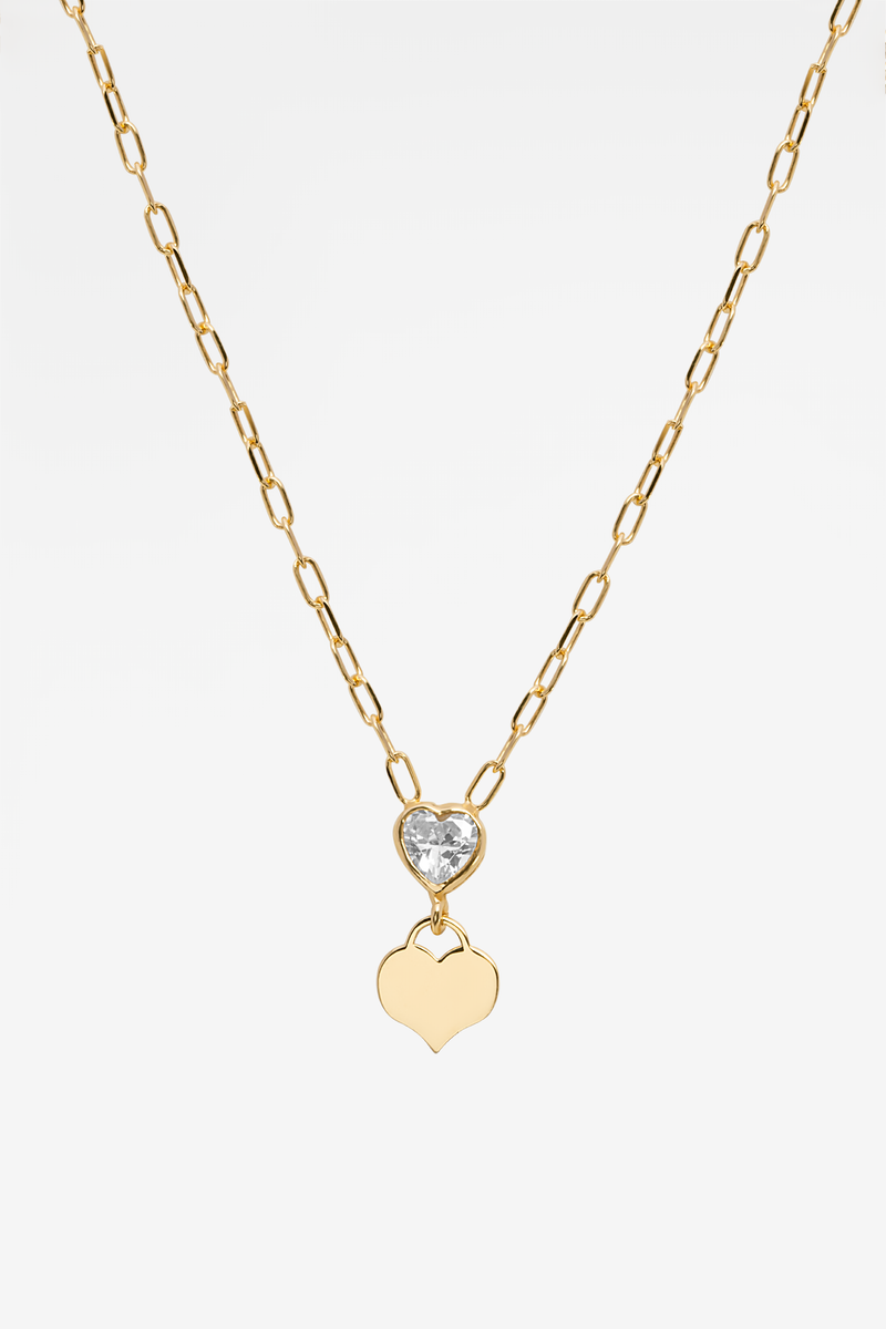 Heart Charm & Heart Gem Necklace
