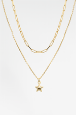 Star Charm & Shackles Twin 18K Gold Plated Necklace