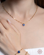 Blue Heart Gem Shackles 18K Gold Plated Necklace