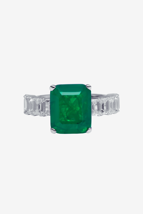 Baguette Cut Green Gem Ring