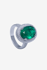 Oval Emerald Gem Sparkle Ring