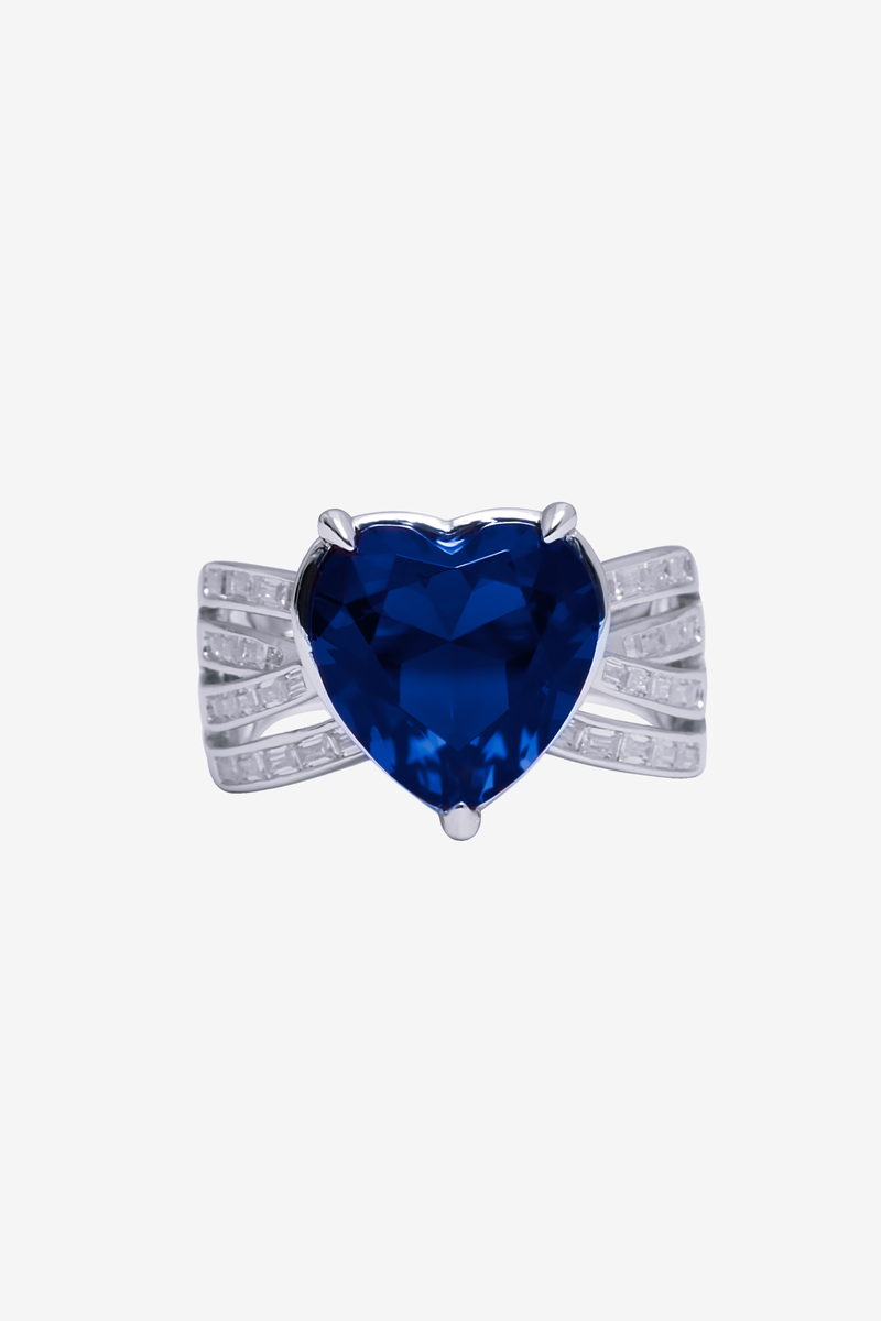 Big Gem Heart Dazzle Ring (Blue Edition)