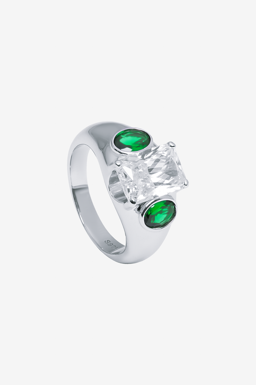 Snake Eyes Emerald Baguette Ring