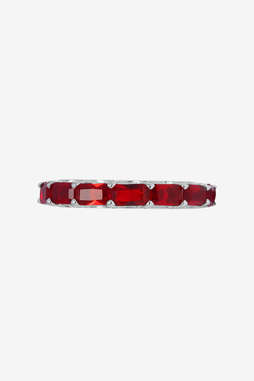 Red Baguette Band Ring