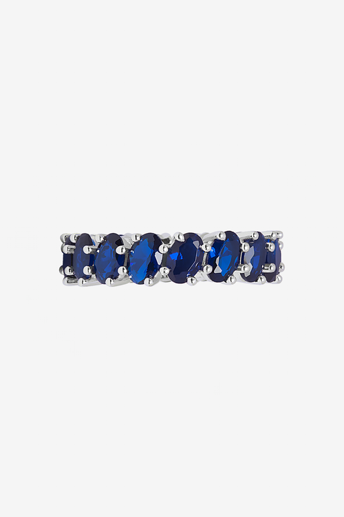 Oval Sapphire Blue Band Ring