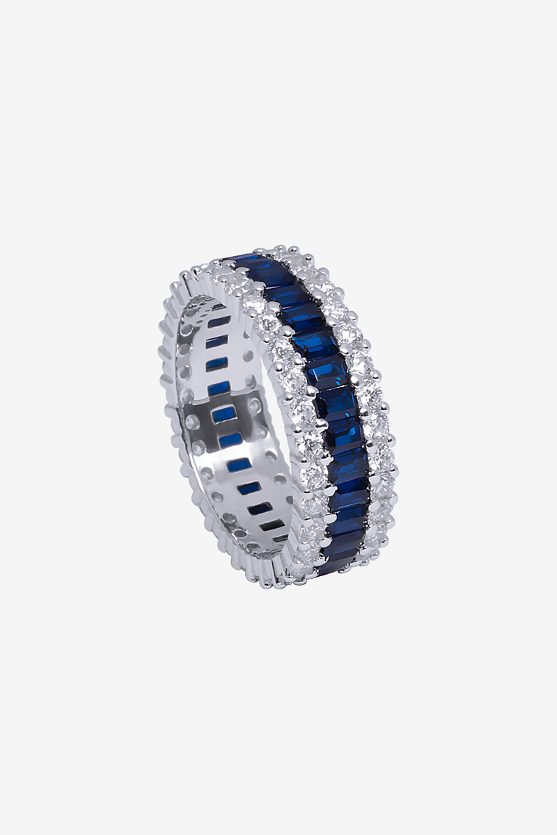 Sapphire Blue Baguette Bling Ring