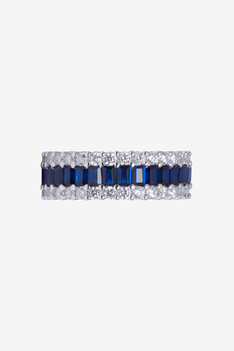 Sapphire Blue Baguette Bling Ring