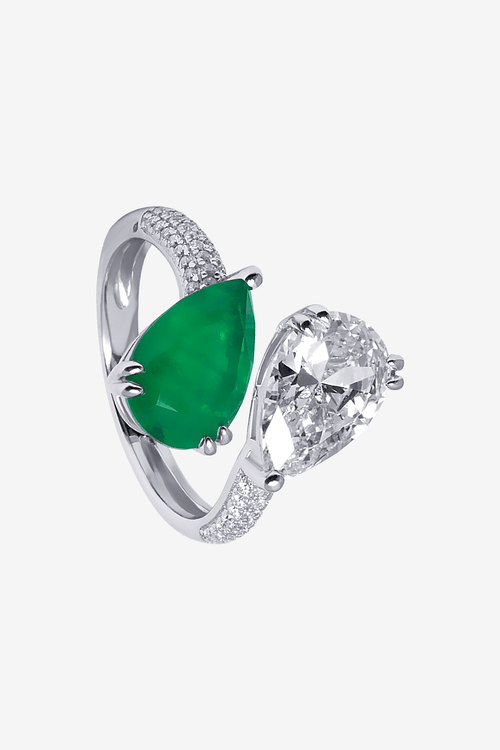 Unidentical Twin Bling Ring Green Edition