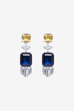 Modern Royal Sapphire Blue Gem Earrings