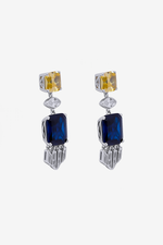 Modern Royal Sapphire Blue Gem Earrings