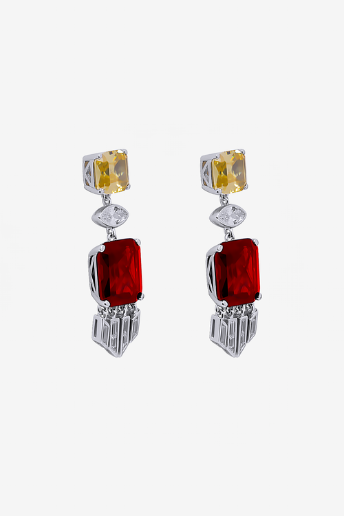 Modern Royal Ruby Red Gem Earrings