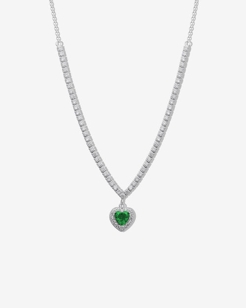 Heart Charm Tennis Necklace